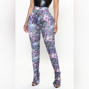 Women’s NWT Fashion Nova True Colors Stacked Pants Purple/Combo Size Small S